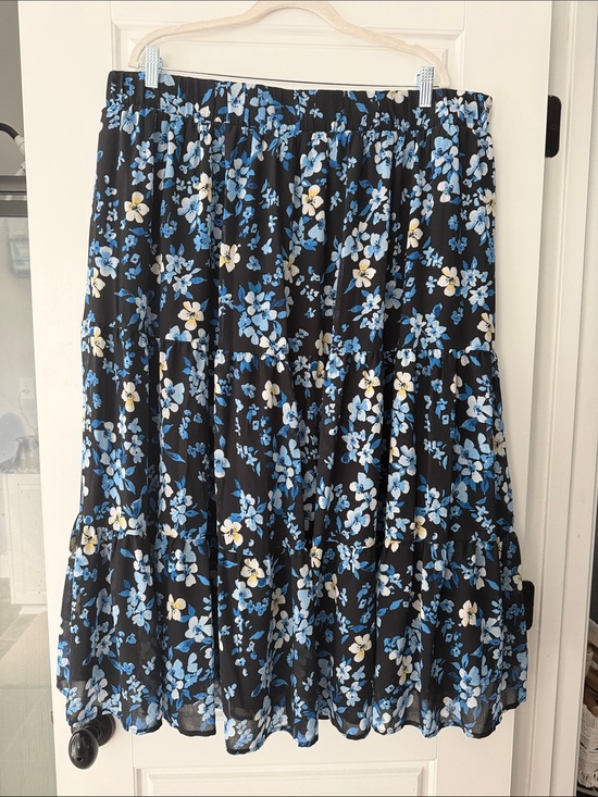 Torrid Curve Dresses & Skirts - Black Floral Maxi Skirt with Blue and Cream Blooms